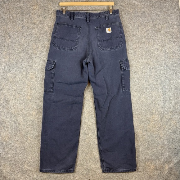 Carhartt FR Cargo Pants Mens 33x30 Blue Flame Resistant Canvas CAT 2 Workwear - Picture 2 of 9